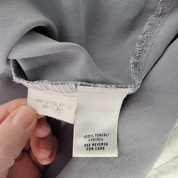 Talbots Lagenlook Modest Jumper Dress Gray M 100% Tencel Lyocell USA Pockets VTG - Picture 9 of 11